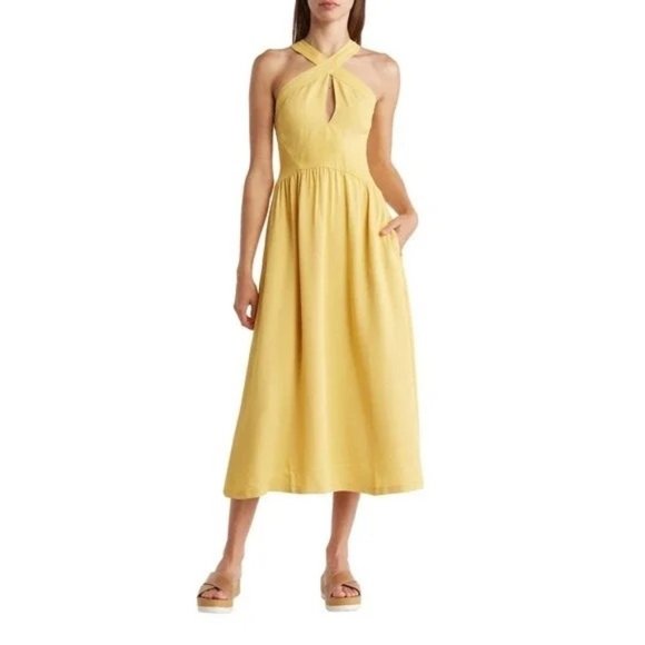 Reiss Dresses & Skirts - 🆕REISS Orla Halter Midi Dress Yellow 10